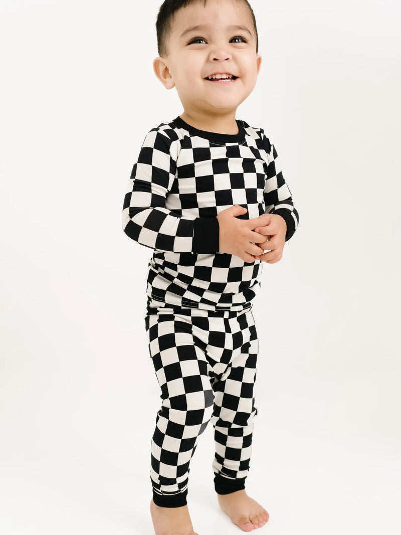 Black Checkered Bamboo Set