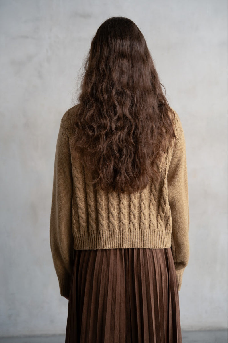 Caroline Cabled Lace Up Sweater