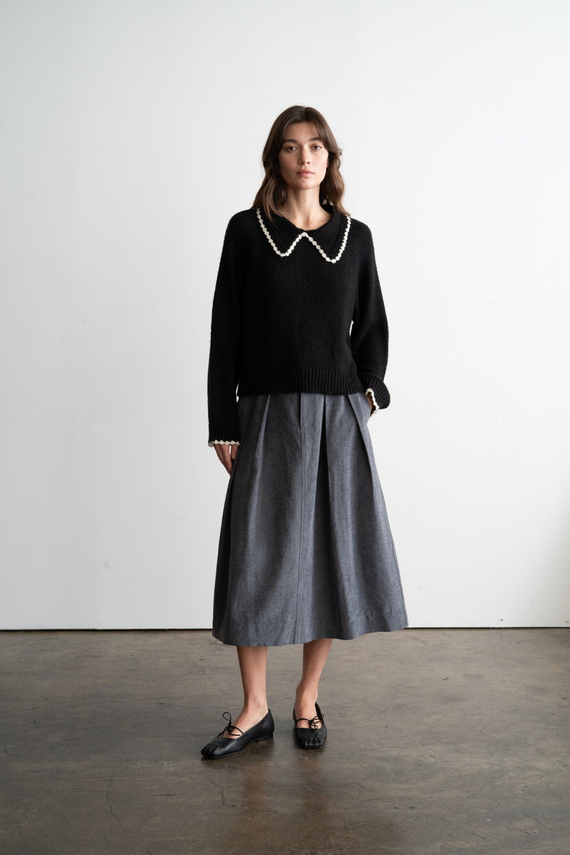 Scarlet Scalloped Collar Sweater