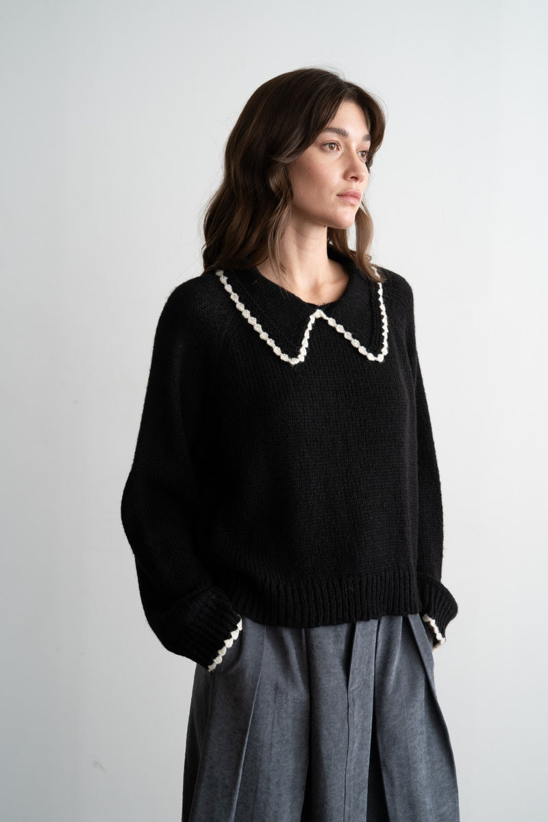 Scarlet Scalloped Collar Sweater