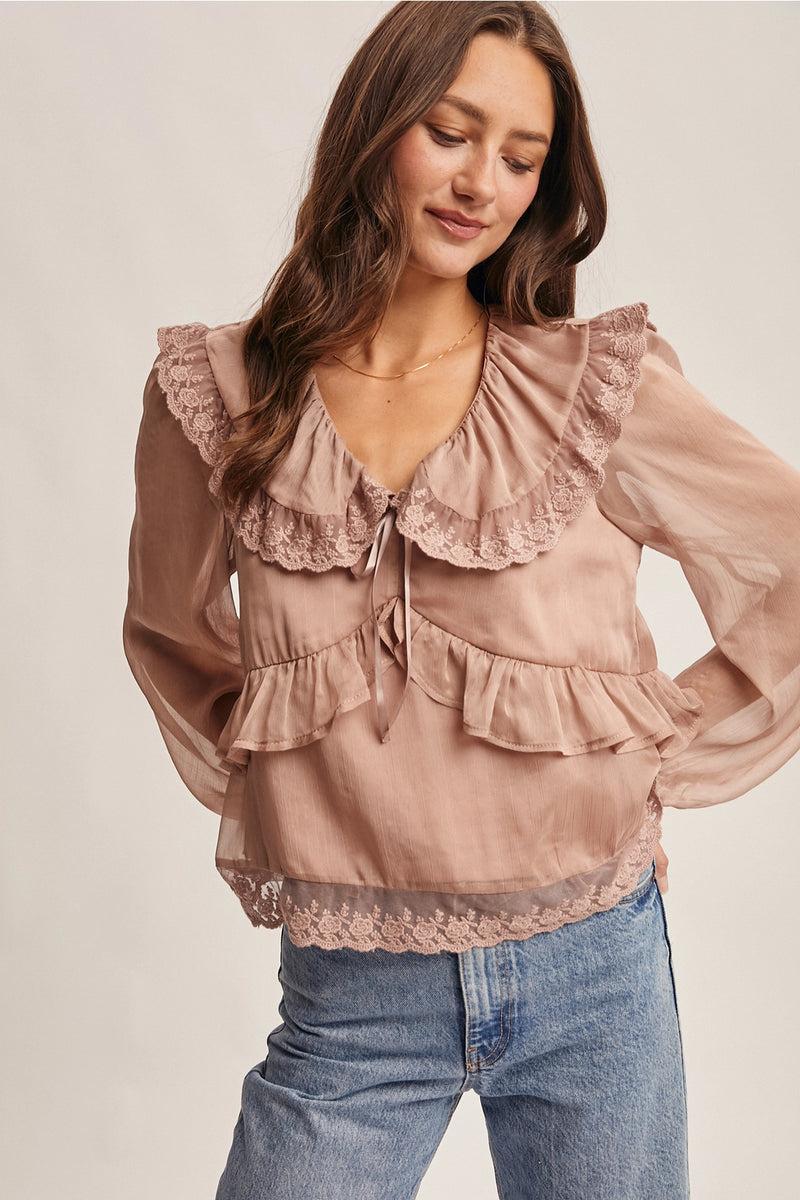 Lia Lace Ruffle Blouse