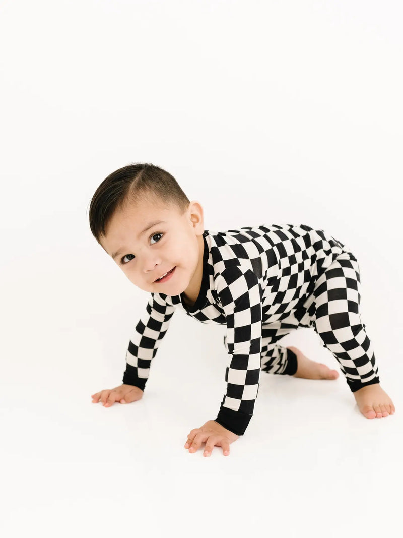 Black Checkered Bamboo Set