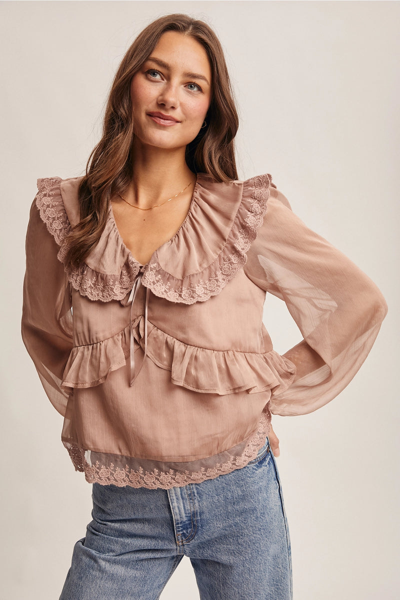 Lia Lace Ruffle Blouse