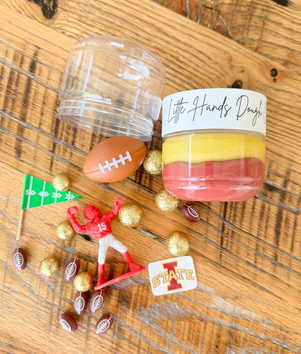 Iowa Hawkeye or ISU Cyclone Football Dough To-Go Jar