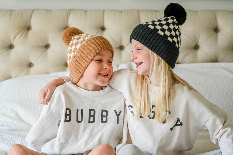Checker Pom Beanie