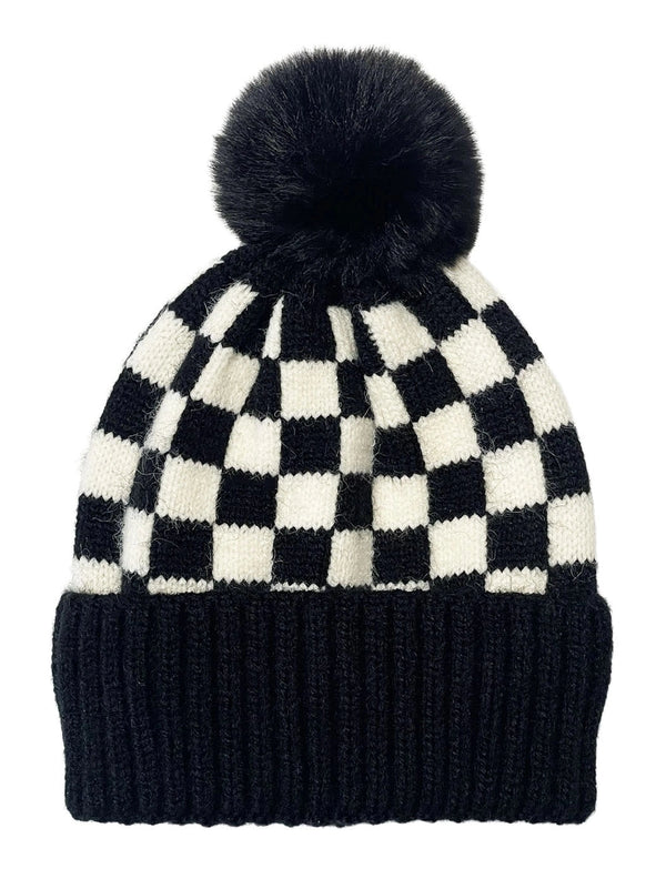 Checker Pom Beanie
