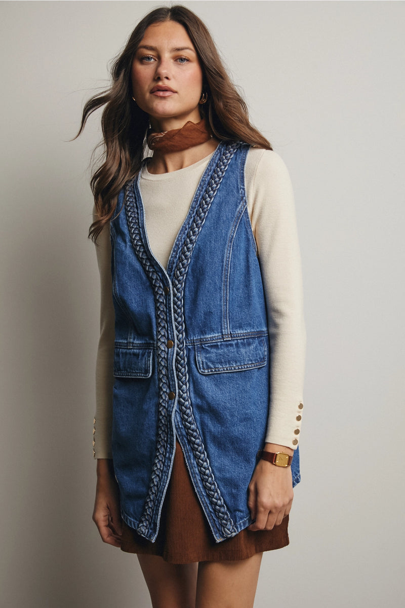 Birdie Braided Denim Vest