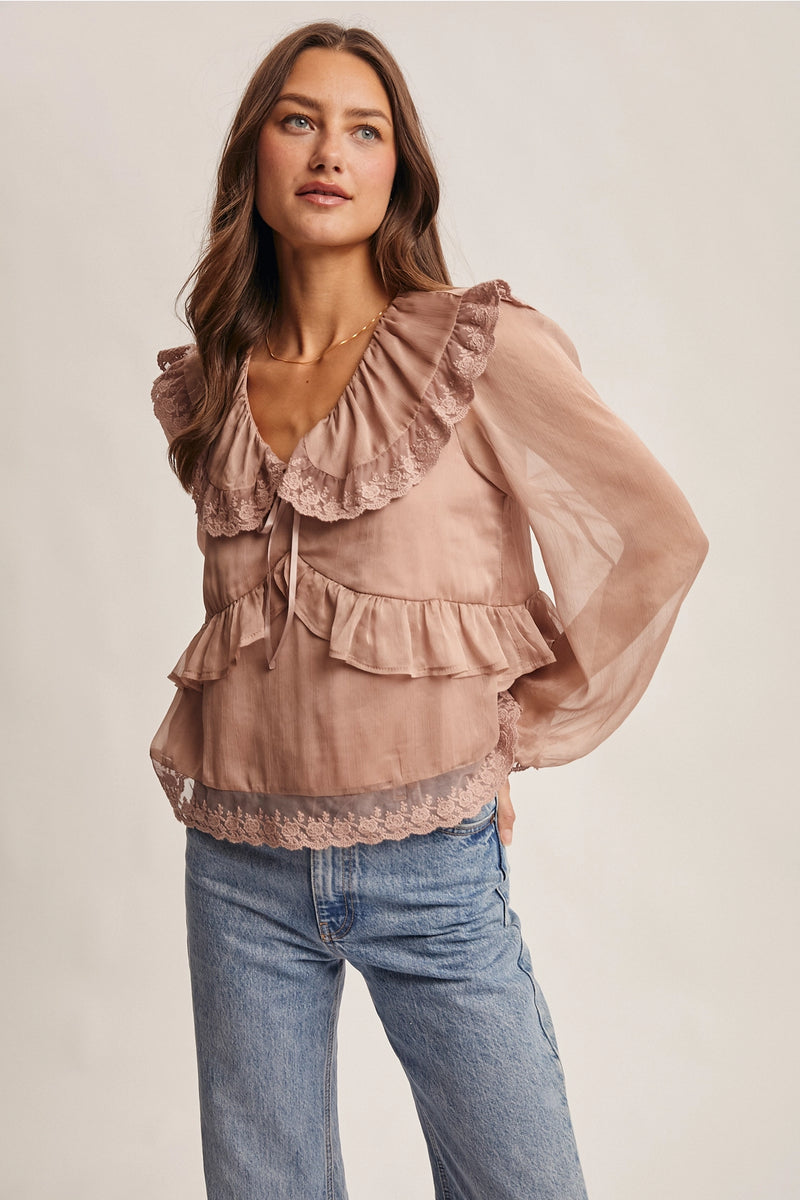 Lia Lace Ruffle Blouse