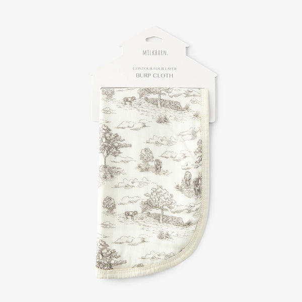 Country Toile Four Layer Burp Cloth