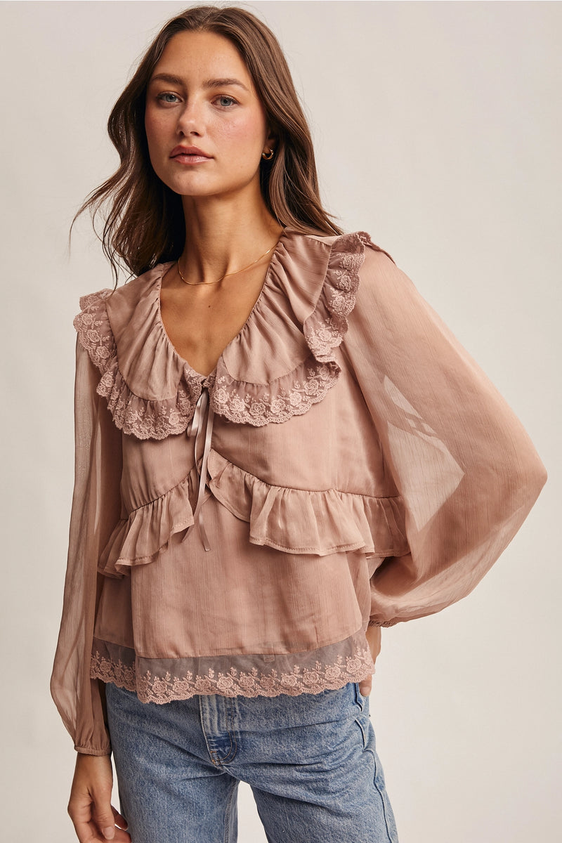 Lia Lace Ruffle Blouse