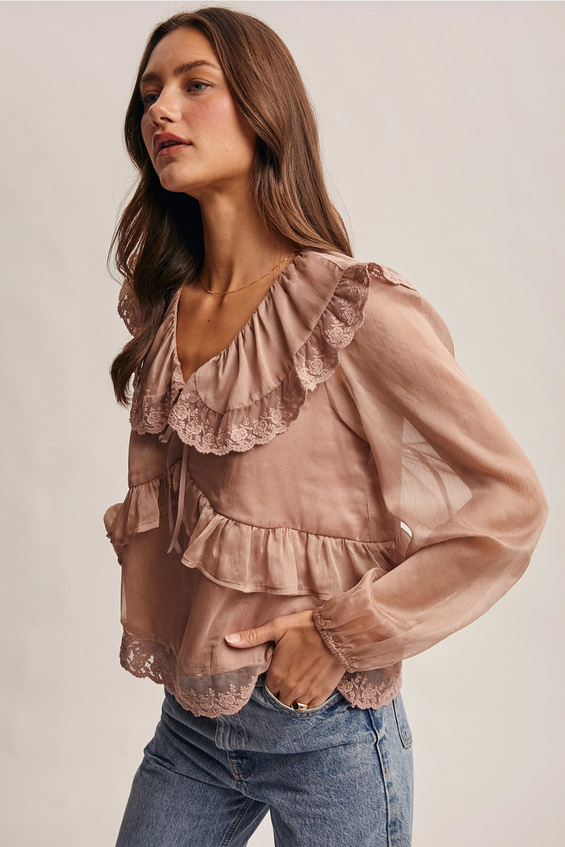 Lia Lace Ruffle Blouse