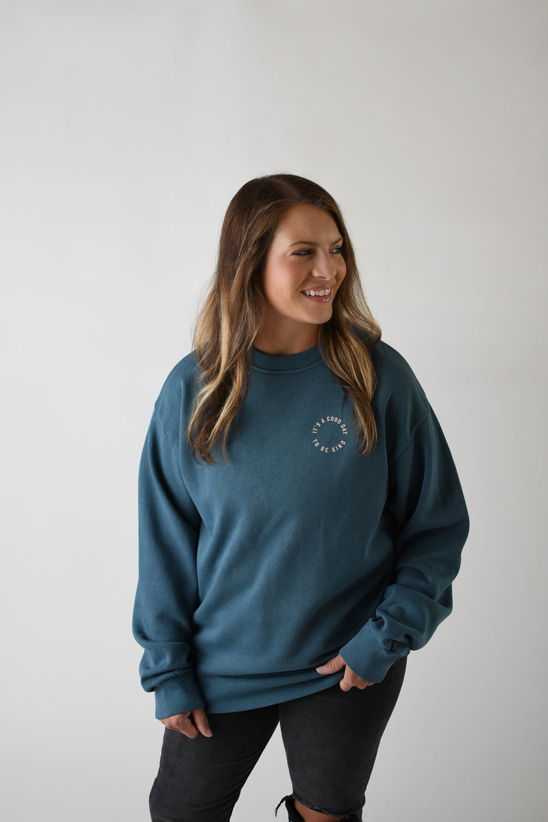 IT'S A GOOD DAY TO BE KIND SWEATSHIRT | PEBBLE BLUE
