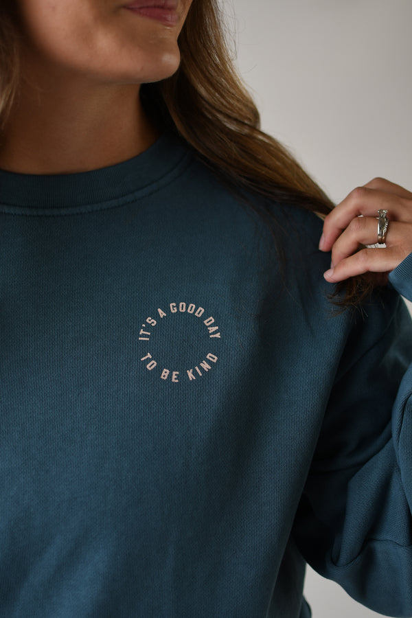 IT'S A GOOD DAY TO BE KIND SWEATSHIRT | PEBBLE BLUE