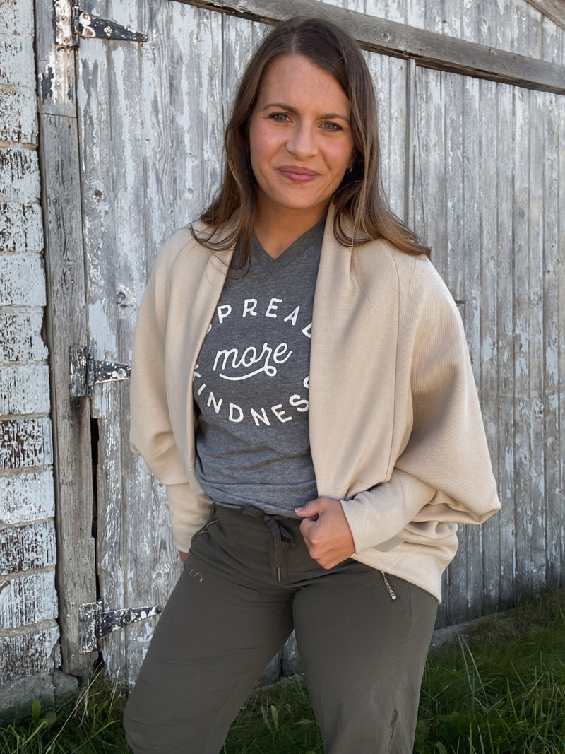 Open Front Dolman-Sleeved Cardigan