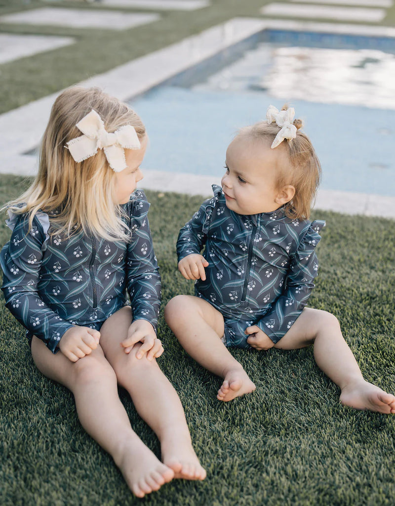 Berry Long Sleeve Ruffle Swimsuit