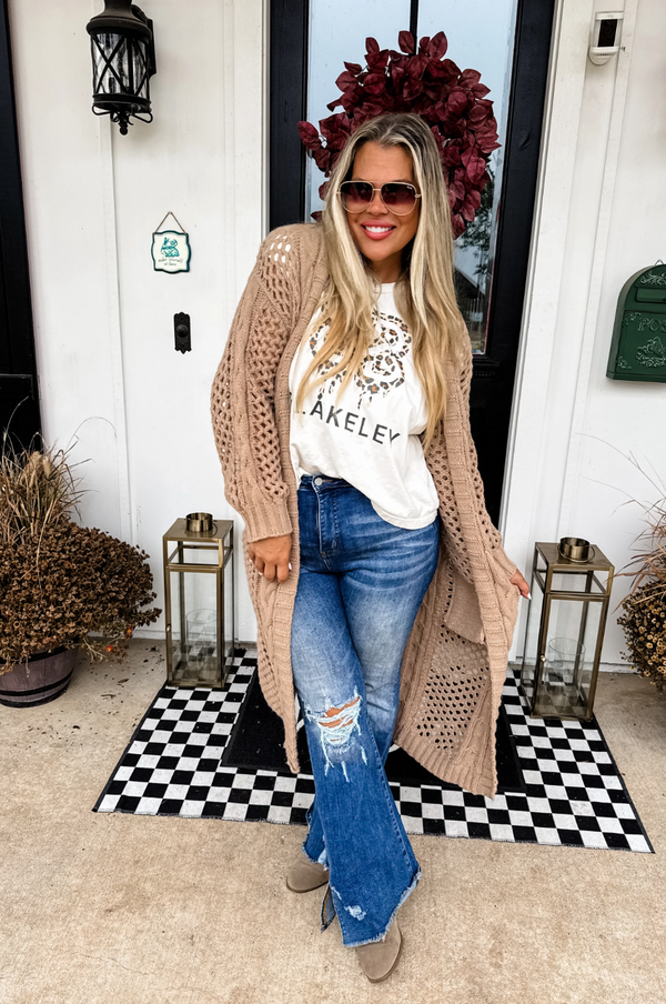 Long Open Knit Cardigan