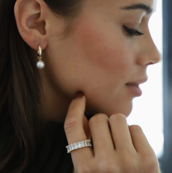 Audrey Gold + Pearl Hoop Earrings