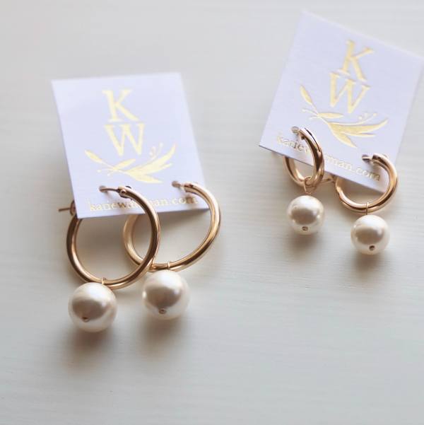Audrey Gold + Pearl Hoop Earrings