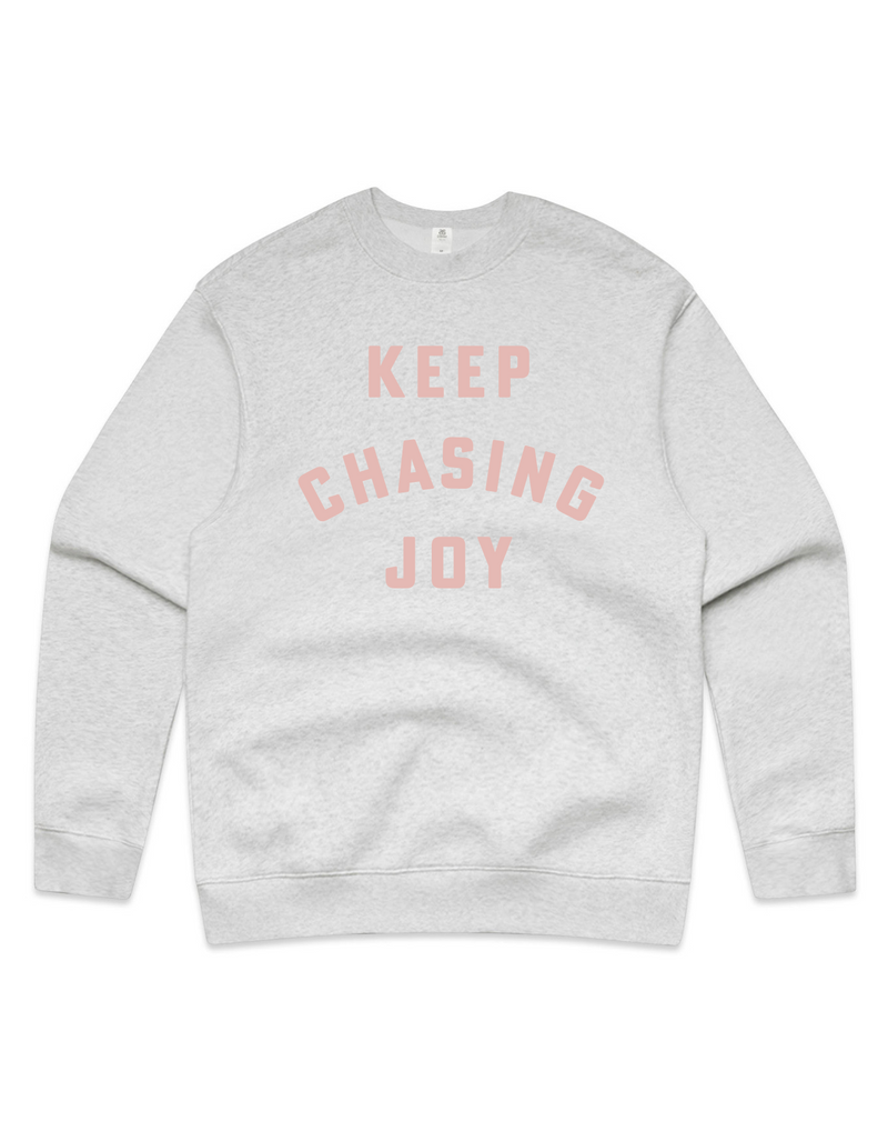 KEEP CHASING JOY CREWNECK IN ATHLETIC HEATHER GREY