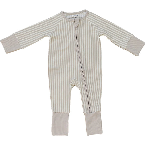 Taupe Stripped Ribbed Bamboo Sleeper