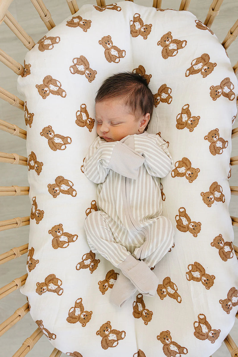 Taupe Stripped Ribbed Bamboo Sleeper