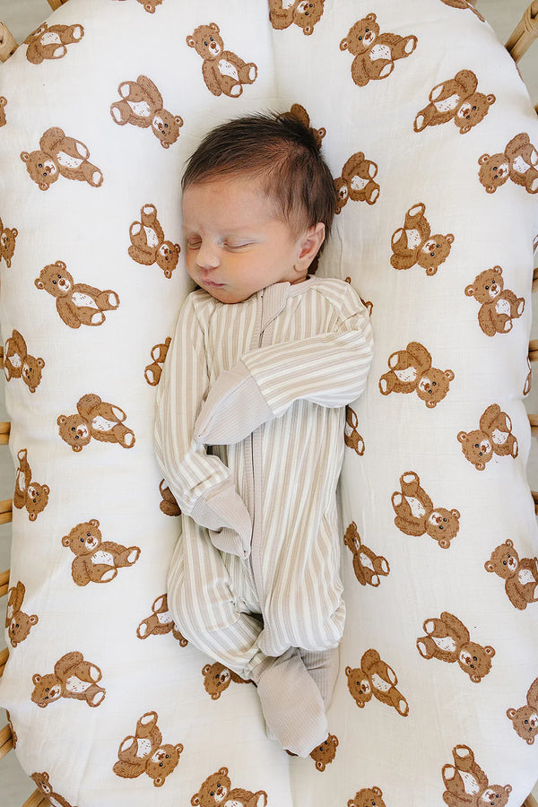Taupe Stripped Ribbed Bamboo Sleeper