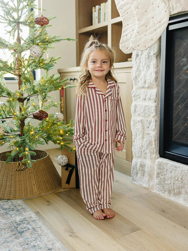 Holiday Stripes Collared Pajama Set