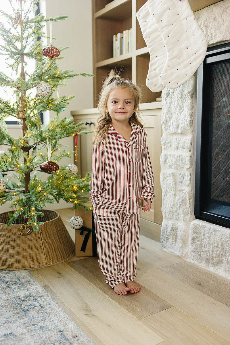Holiday Stripes Collared Pajama Set
