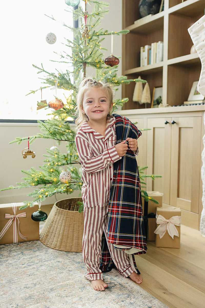 Holiday Stripes Collared Pajama Set