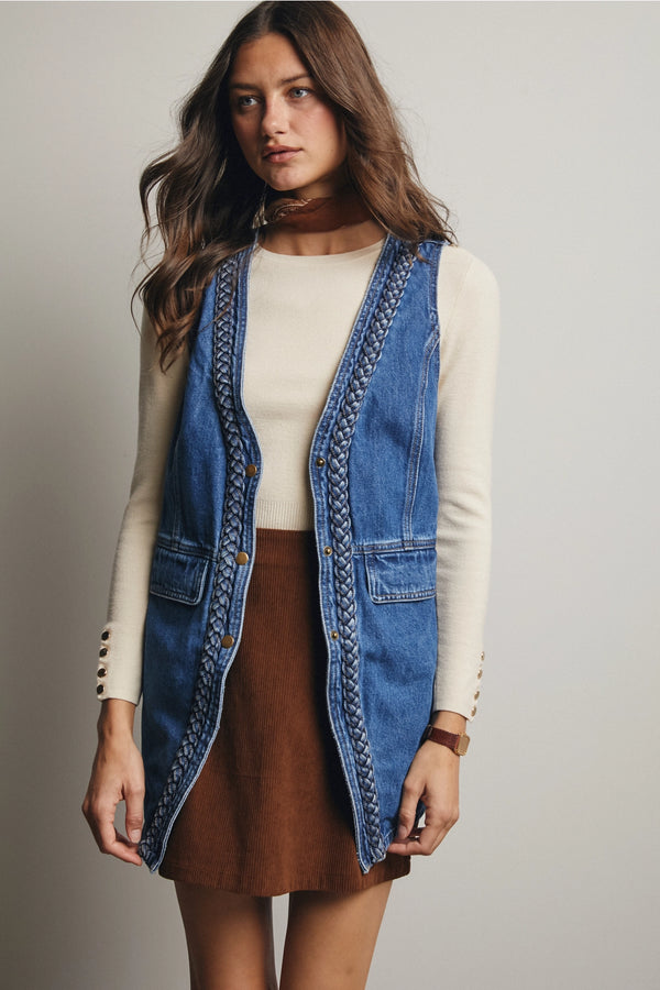 Birdie Braided Denim Vest