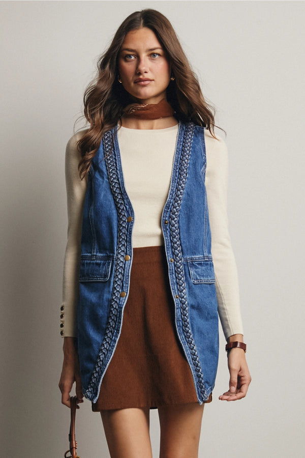 Birdie Braided Denim Vest