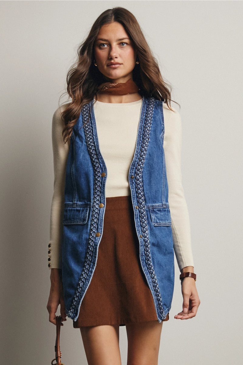 Birdie Braided Denim Vest