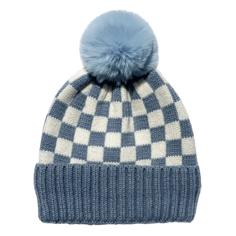 Checker Pom Beanie