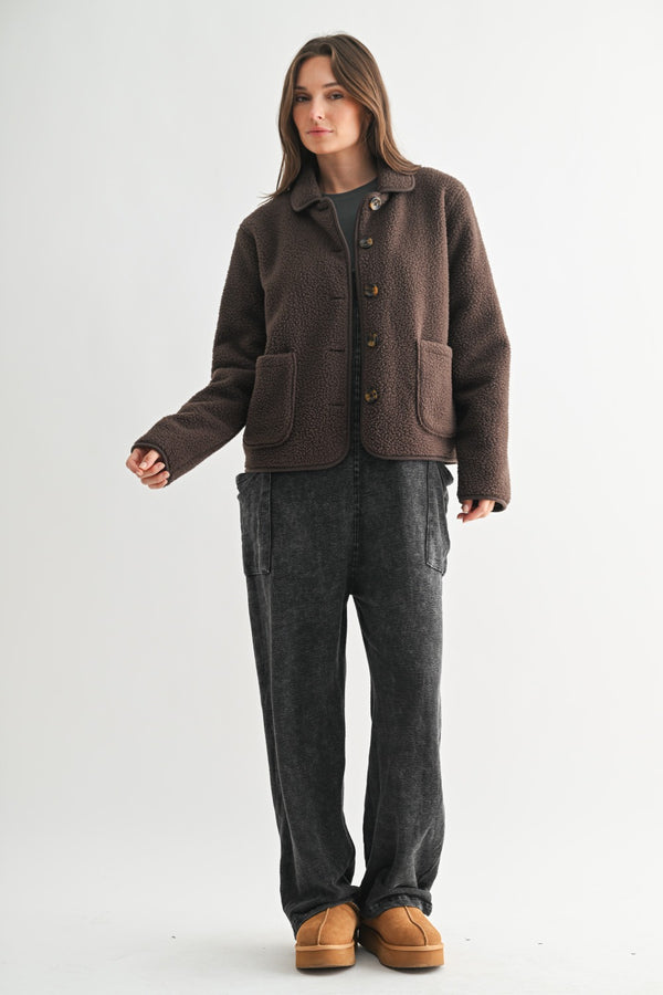 Faye Button Sherpa Jacket