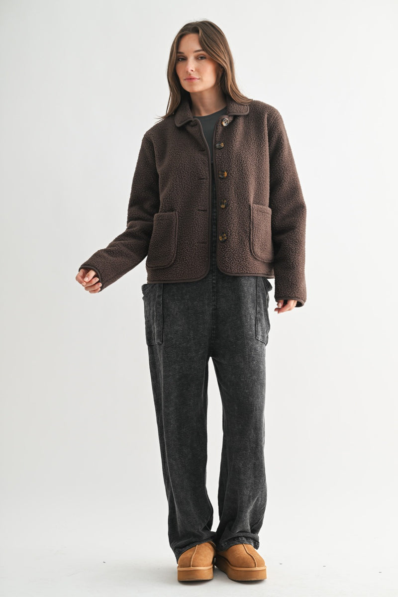 Faye Button Sherpa Jacket