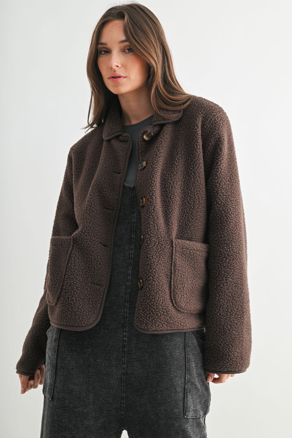 Faye Button Sherpa Jacket
