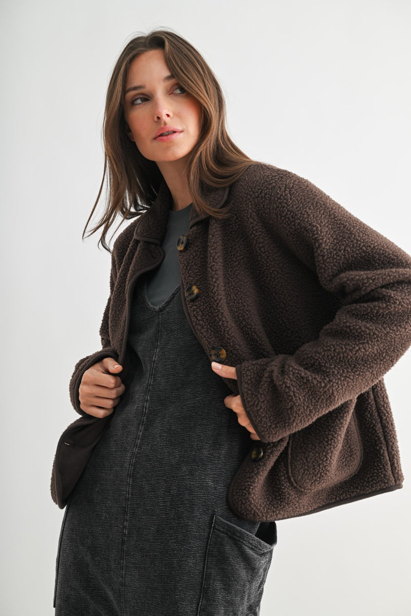 Faye Button Sherpa Jacket