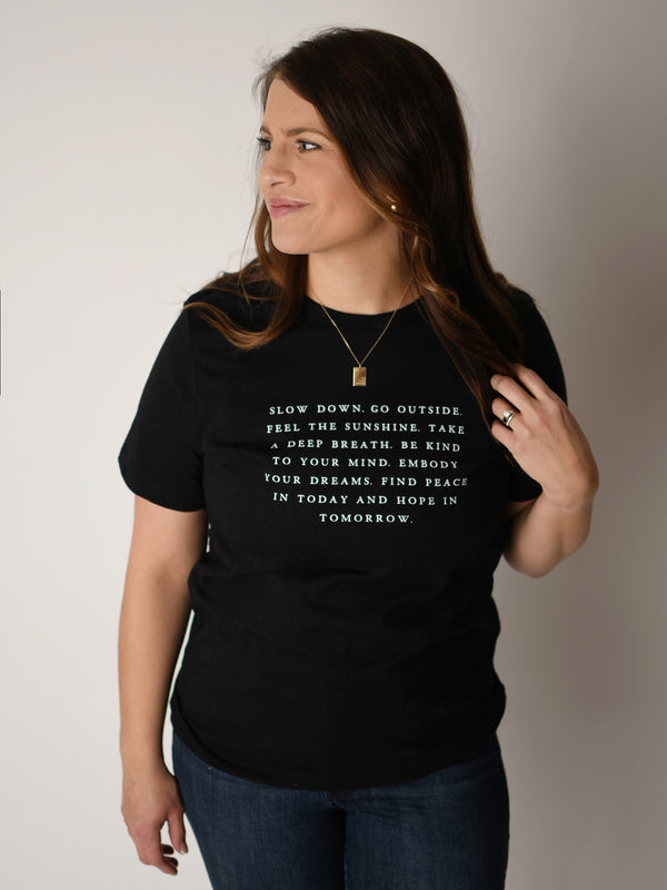 BE KIND TO YOUR MIND TEE | WOMEN’S BLACK T-SHIRT