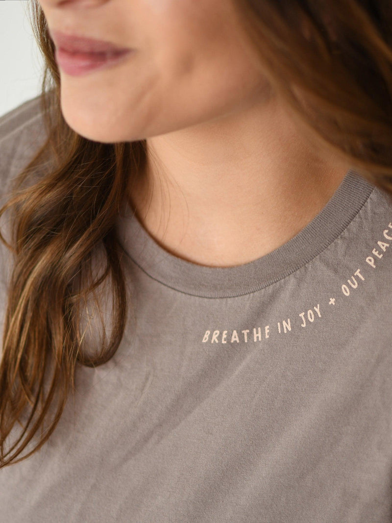 BREATHE IN JOY + OUT PEACE TEE IN MUSHROOM