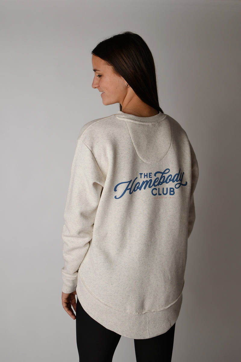 THE HOMEBODY CLUB CREWNECK SWEATSHIRT OATMEAL Storied Folk Co