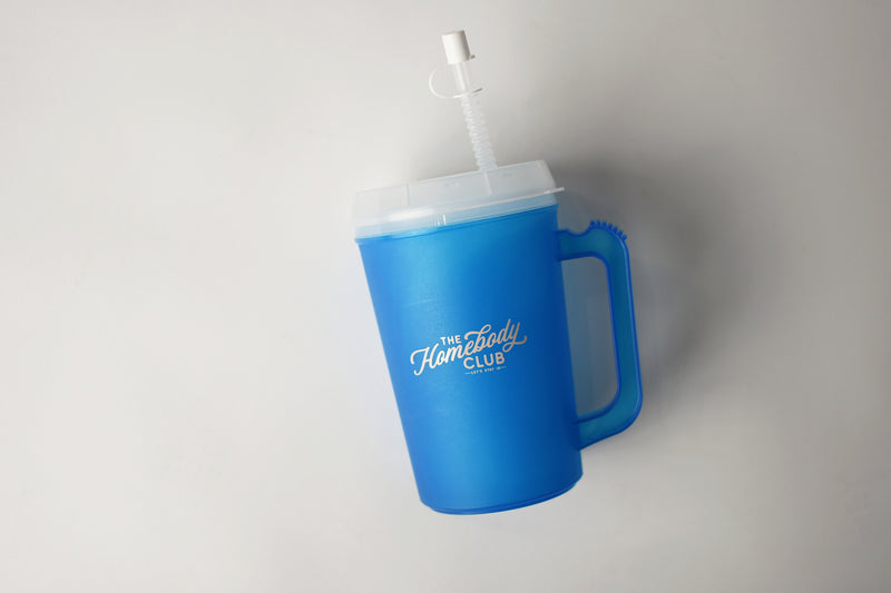 THE HOMEBODY CLUB MEGA MUG | 22 OZ PLASTIC MUG WITH HANDLE