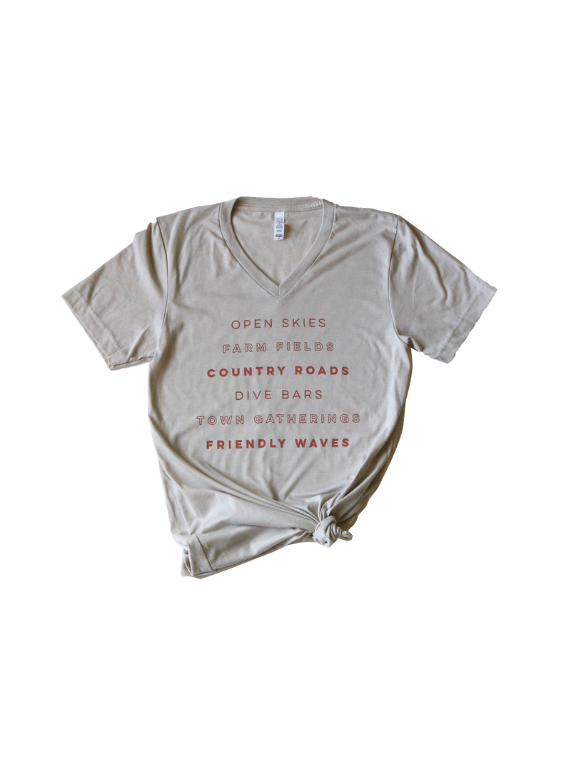 RURAL AMERICA CHECKLIST TEE IN DUST