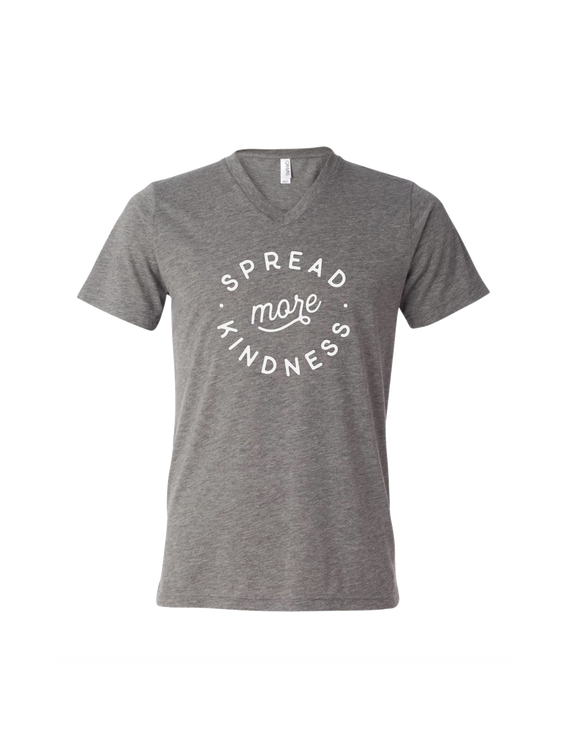 SPREAD MORE KINDNESS TEE IN GRAY V-NECK