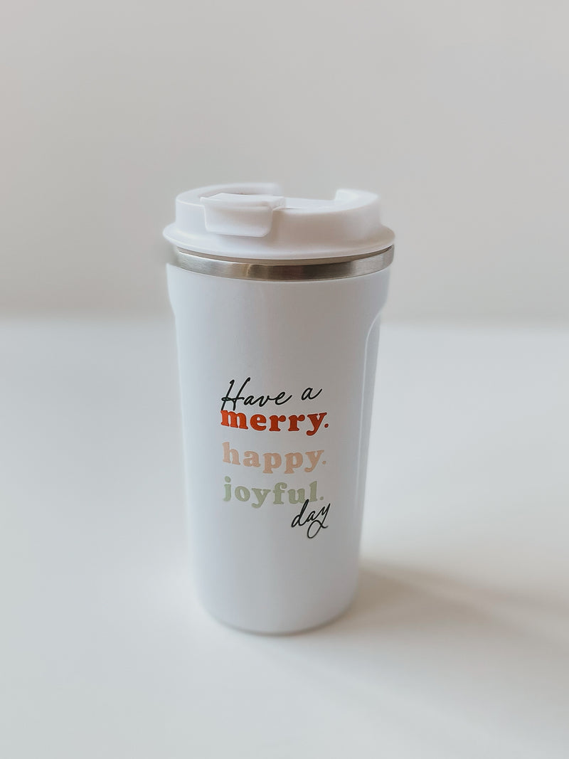 MERRY HAPPY JOYFUL - TUMBLER MUG