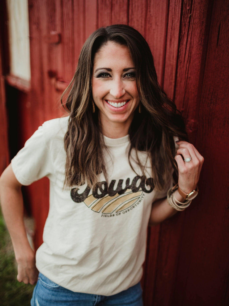 FIELDS OF OPPORTUNITY IOWA TEE IN CREAM